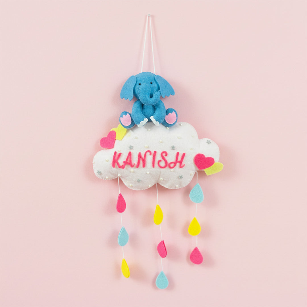 Personalized Handmade Animals & Raindrop Theme Felt Kids Name Plate