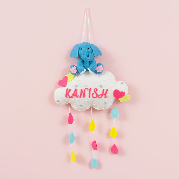 Personalized Handmade Animals & Raindrop Theme Felt Kids Name Plate