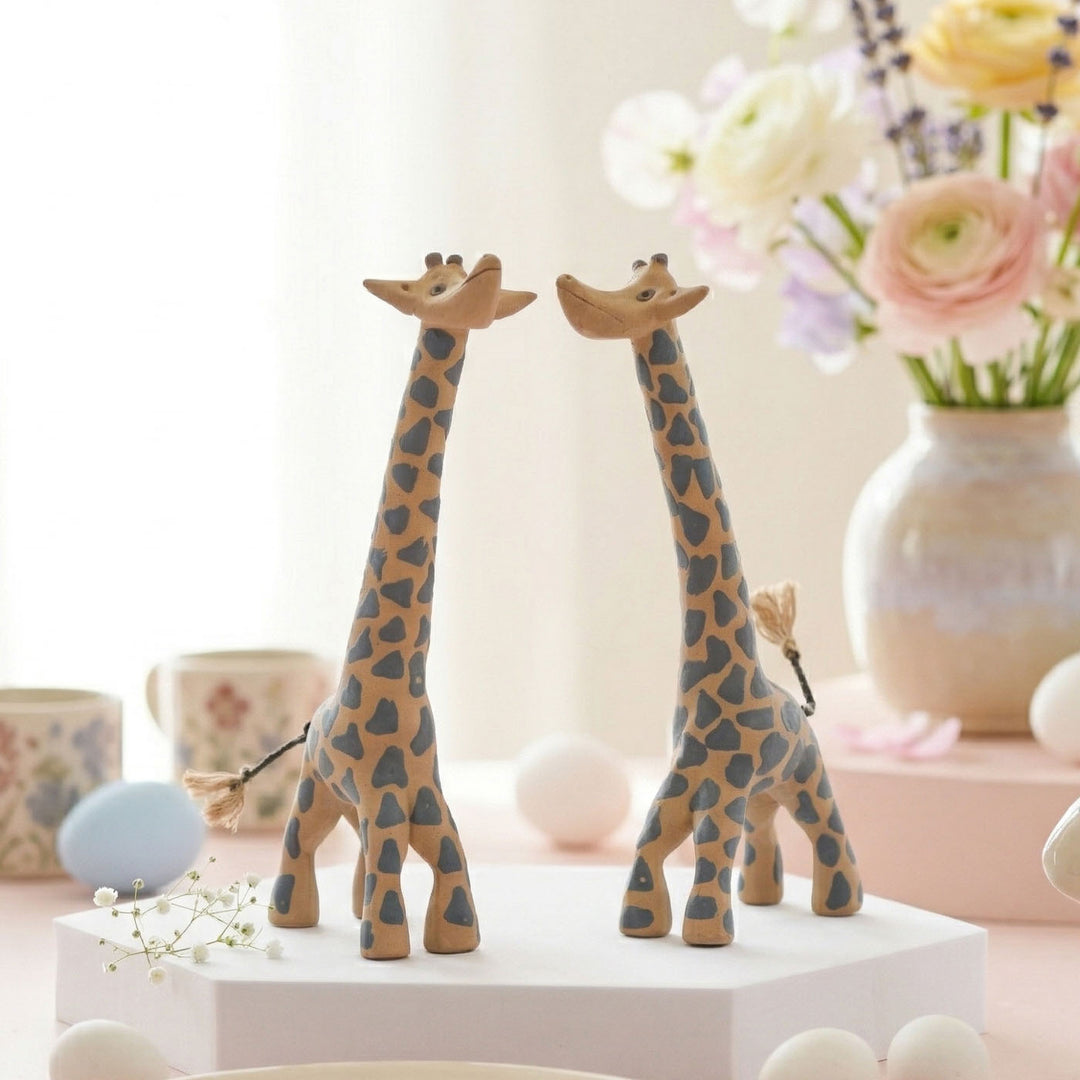 Handmade Nerikomi Ceramic Giraffe Figurine