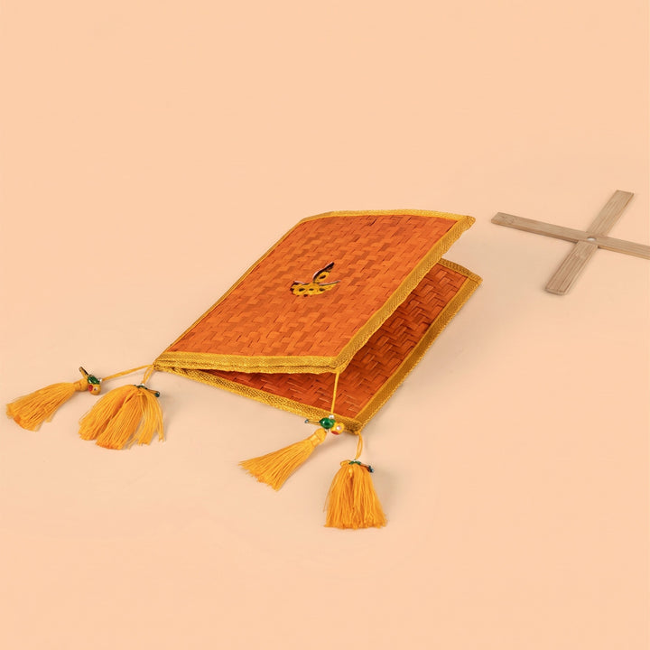"Diya" Handwoven Orange Bamboo Kandil / Lampshade For Festive Decor