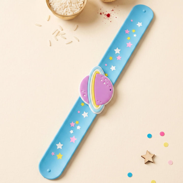 Handmade Planet Silicone Slap Band Rakhi For Kids With Roli Chawal For Brother