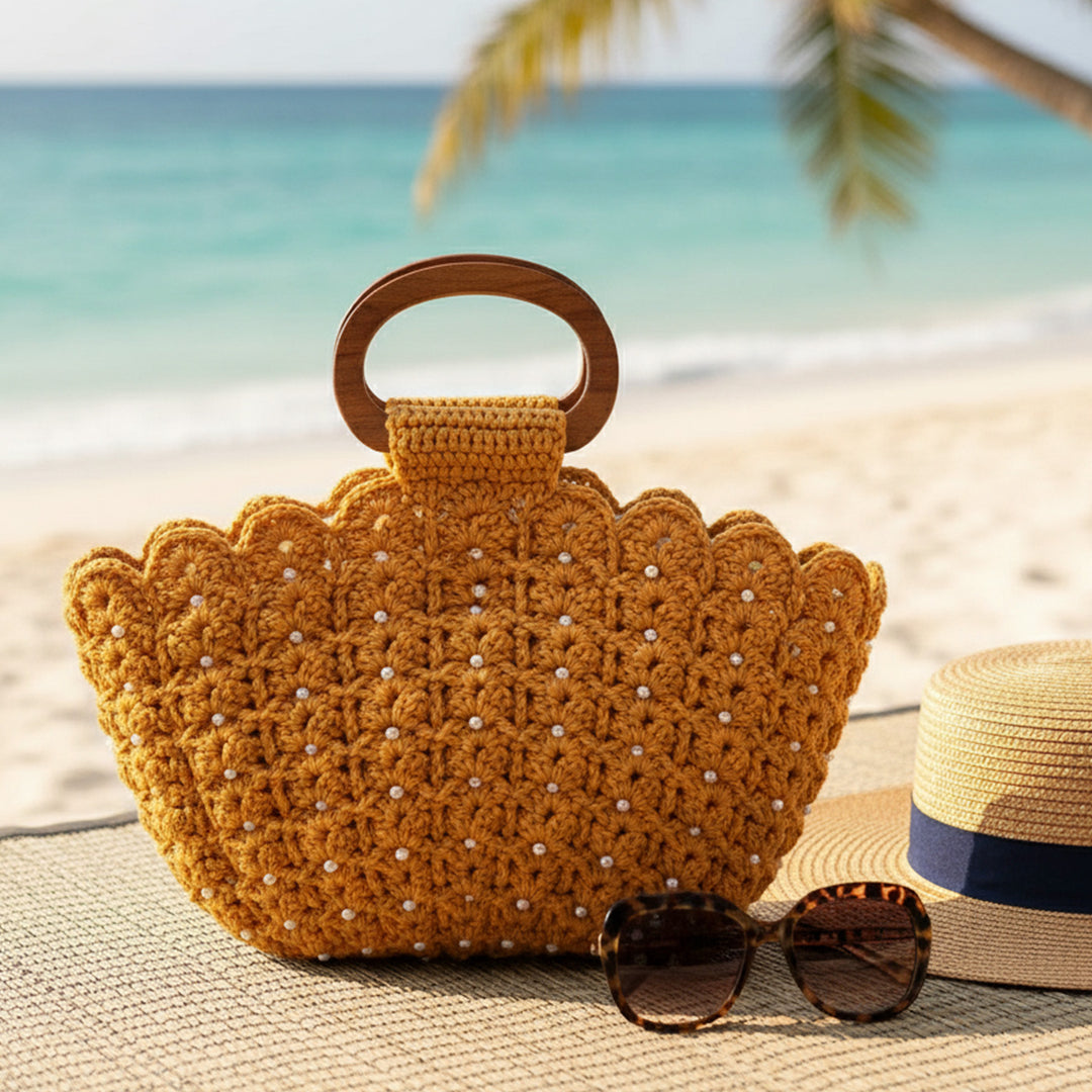 Handmade Crochet Beach Shell Handbag