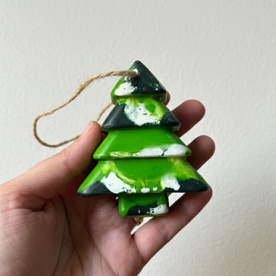 Handmade Christmas Tree Wax Crayon Ornament
