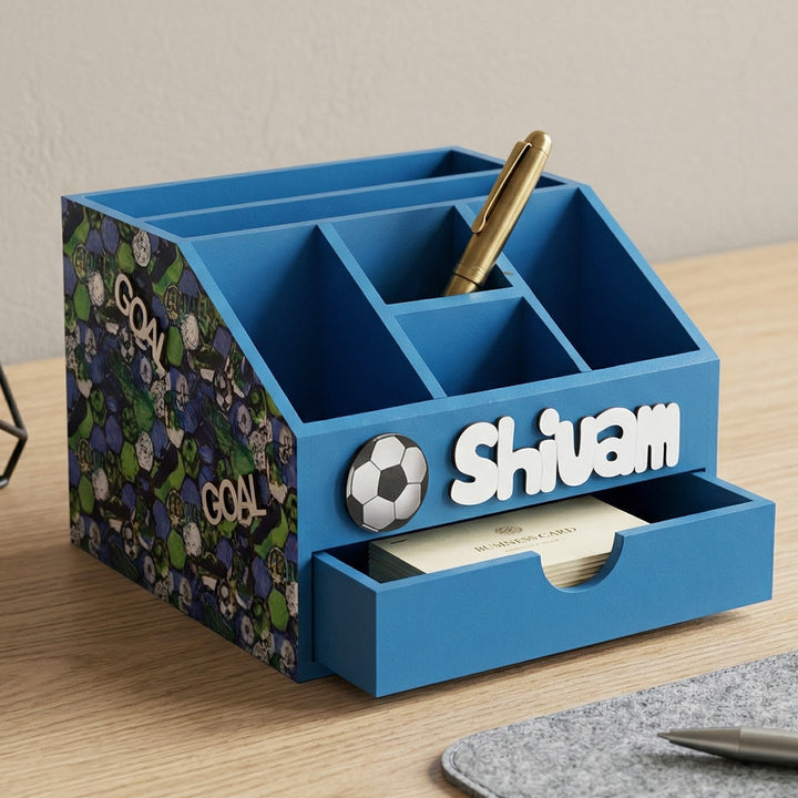 Blue Football Personalized Handmade Stationary Box