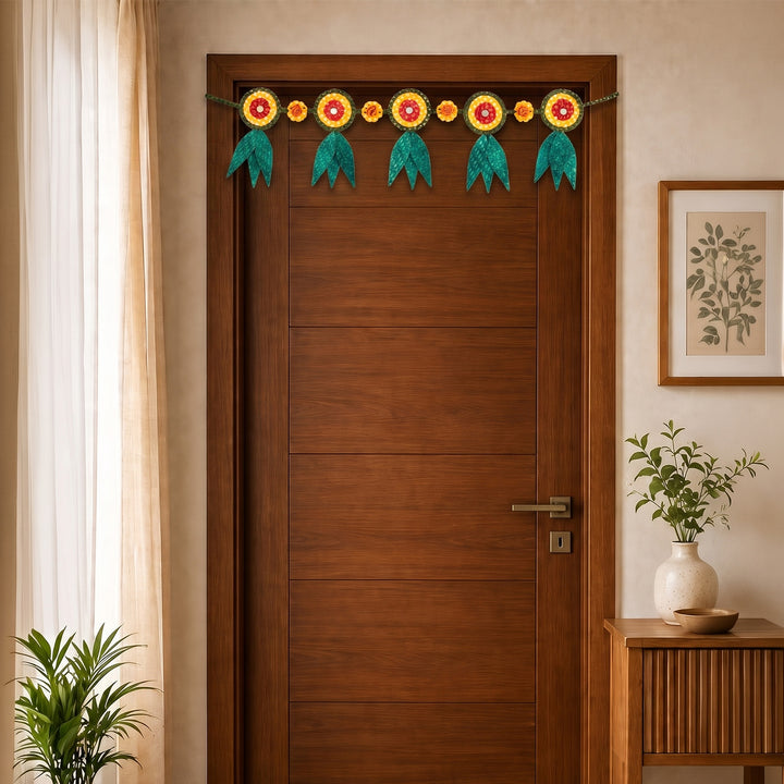 "Shubh" Handcrafted Mango Leaf Bamboo Toran for Diwali Decor