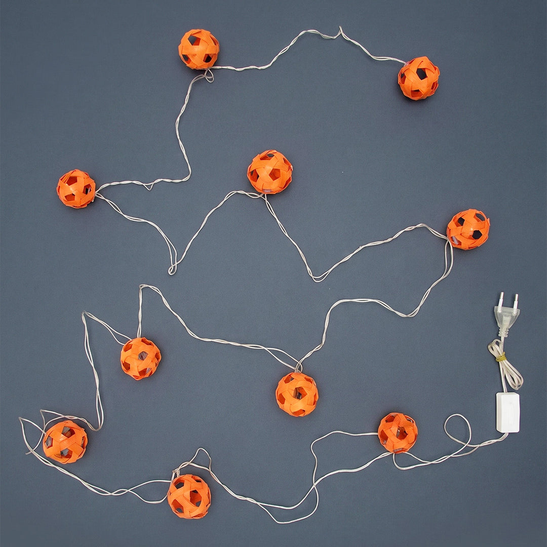 Star Full Moon Handcrafted Orange Bamboo LED Fairy Light For Festive Decor