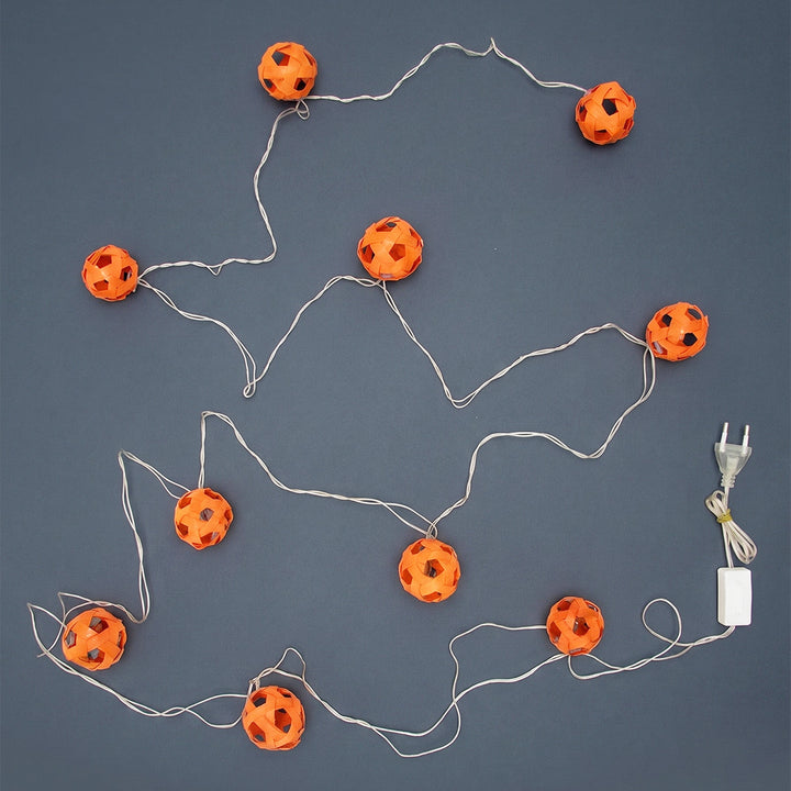 Star Full Moon Handcrafted Orange Bamboo LED Fairy Light For Festive Decor
