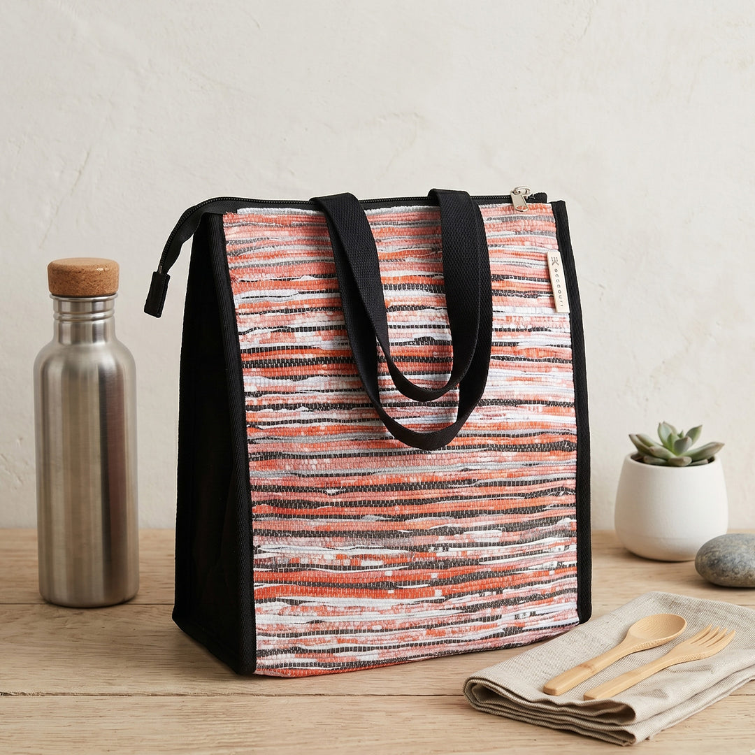 Upcycled Handcrafted Plastic Lunch Bag For Everyday Use | Fits 3 Lunchboxes & 1L Water Bottle