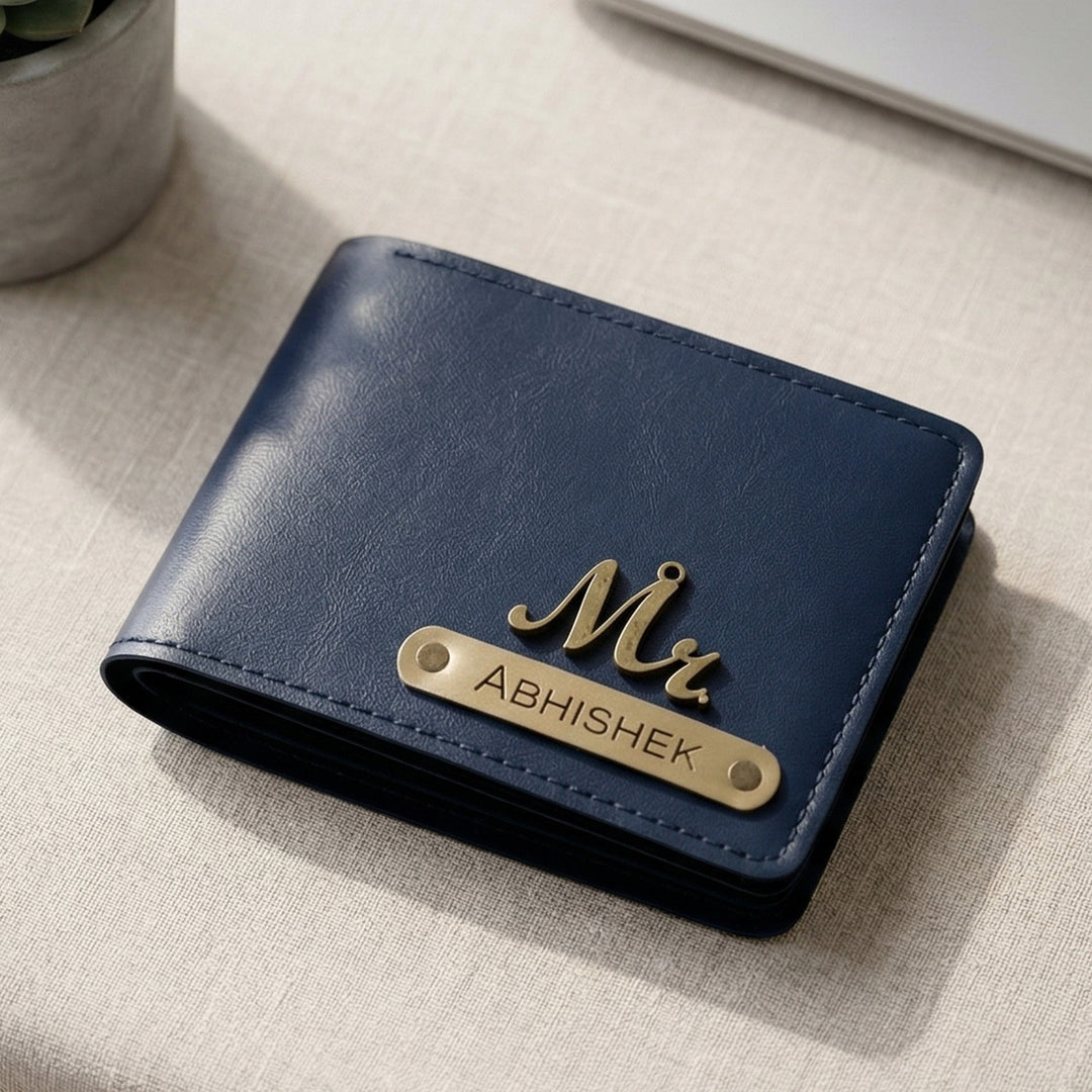 Personalized Faux Leather Men's Wallet With Charm