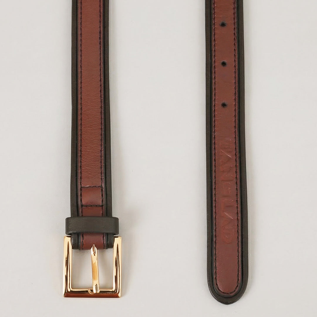 Dark Brown & Black Dori Leather Belt For Women