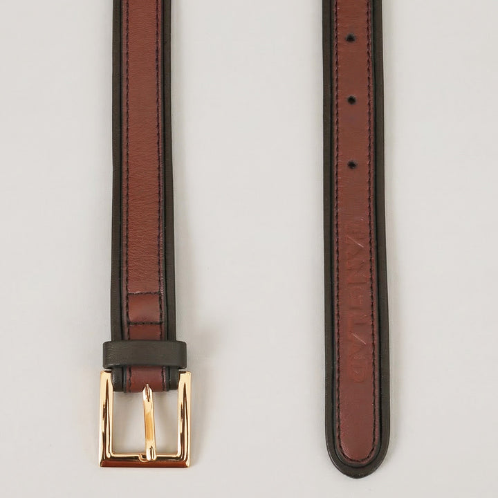 Dark Brown & Black Dori Leather Belt For Women