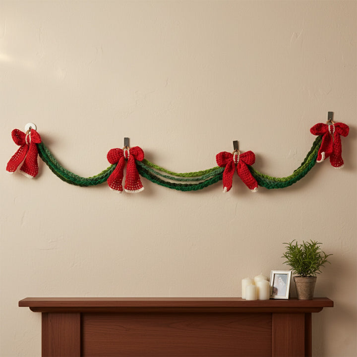 60 Inch | Handmade Bow Crochet Bunting/Garland For Christmas Decoration