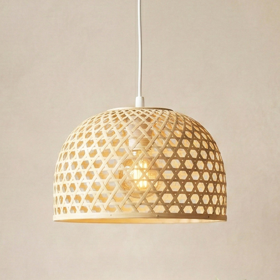 "Elara" Handwoven Bamboo Dome Hanging Lampshade For Home Decor