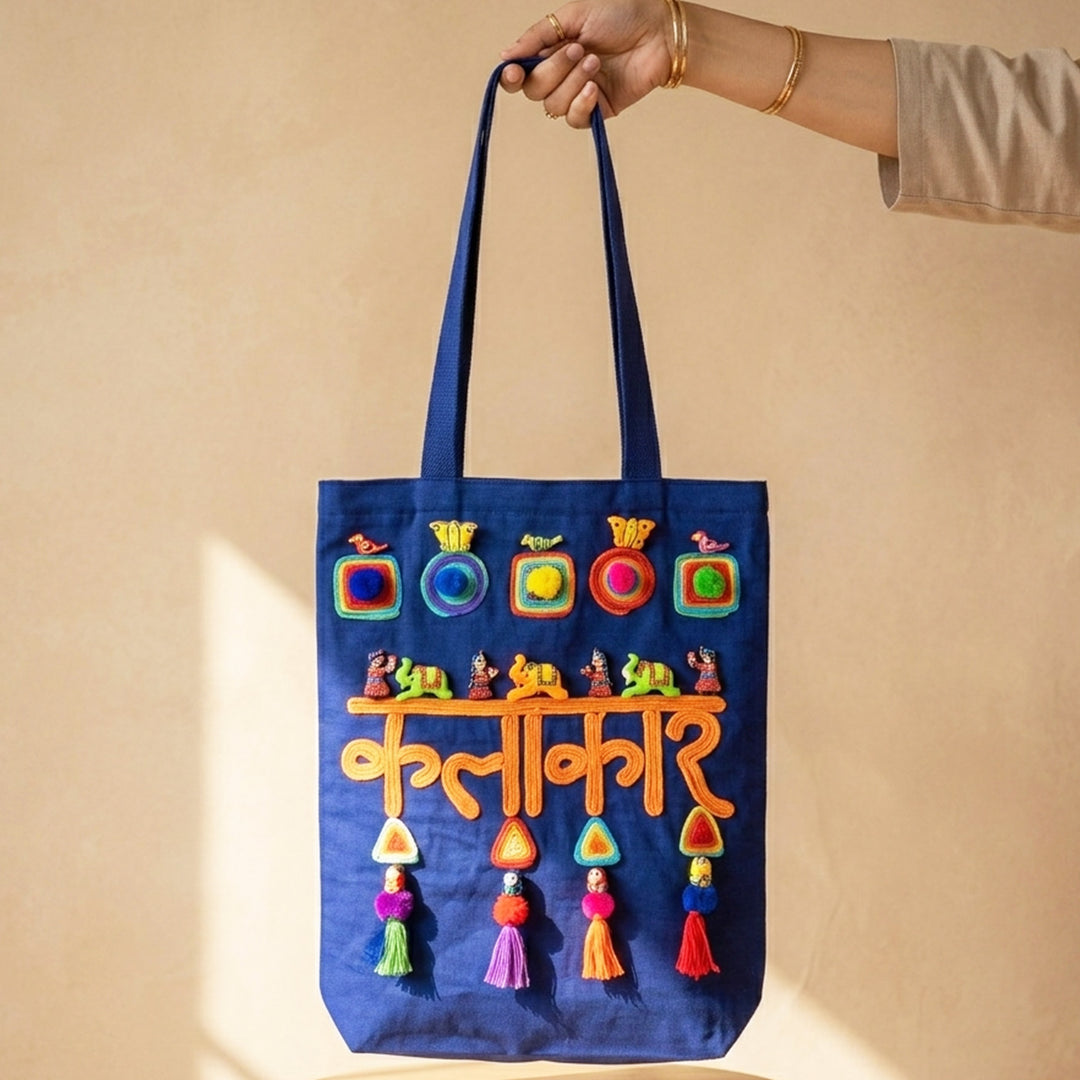 Hand-Embroidered Dori Work Kalakaar Tote Bag