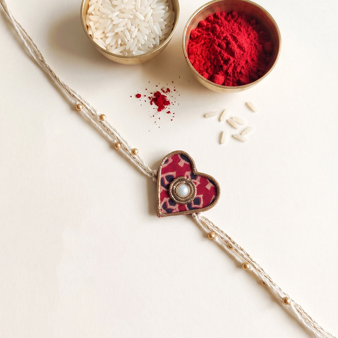 Hridaya Ajrakh Block Print Rakhi With Roli Chawal For Brother