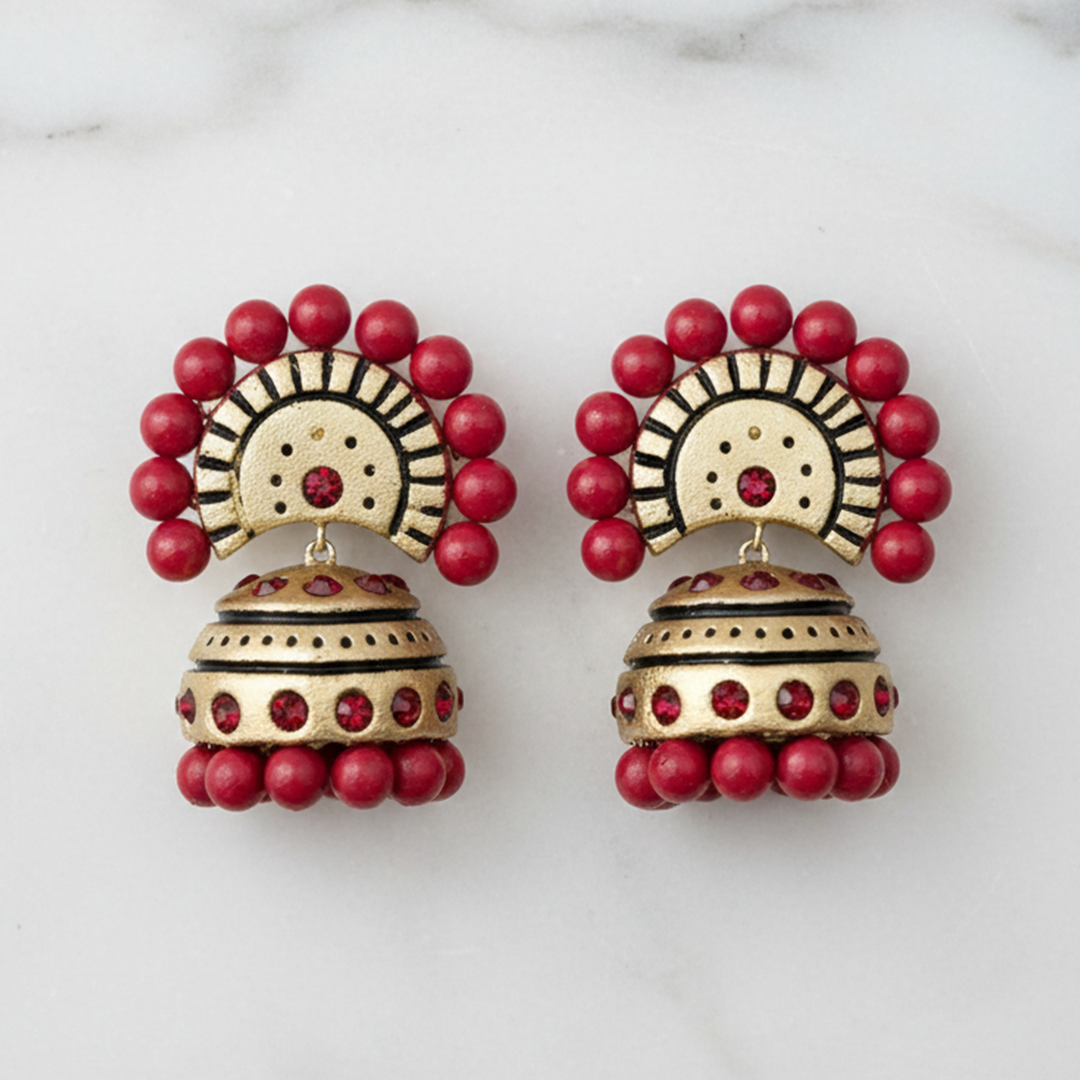 Handmade Antique Pearl Terracotta Earrings