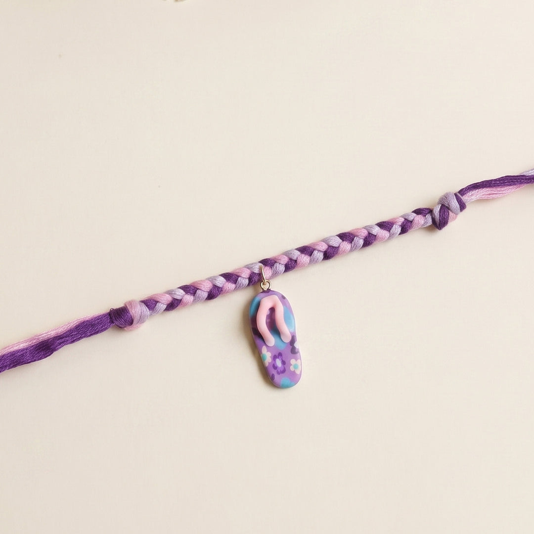 Handmade Slippers(Chappal) Charm Rakhi With Roli Chawal For Kids