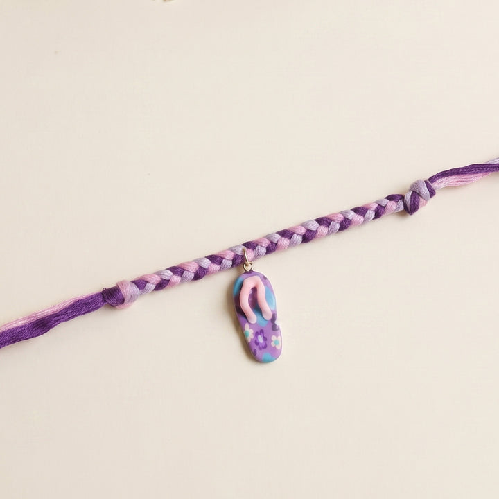 Handmade Slippers(Chappal) Charm Rakhi With Roli Chawal For Kids