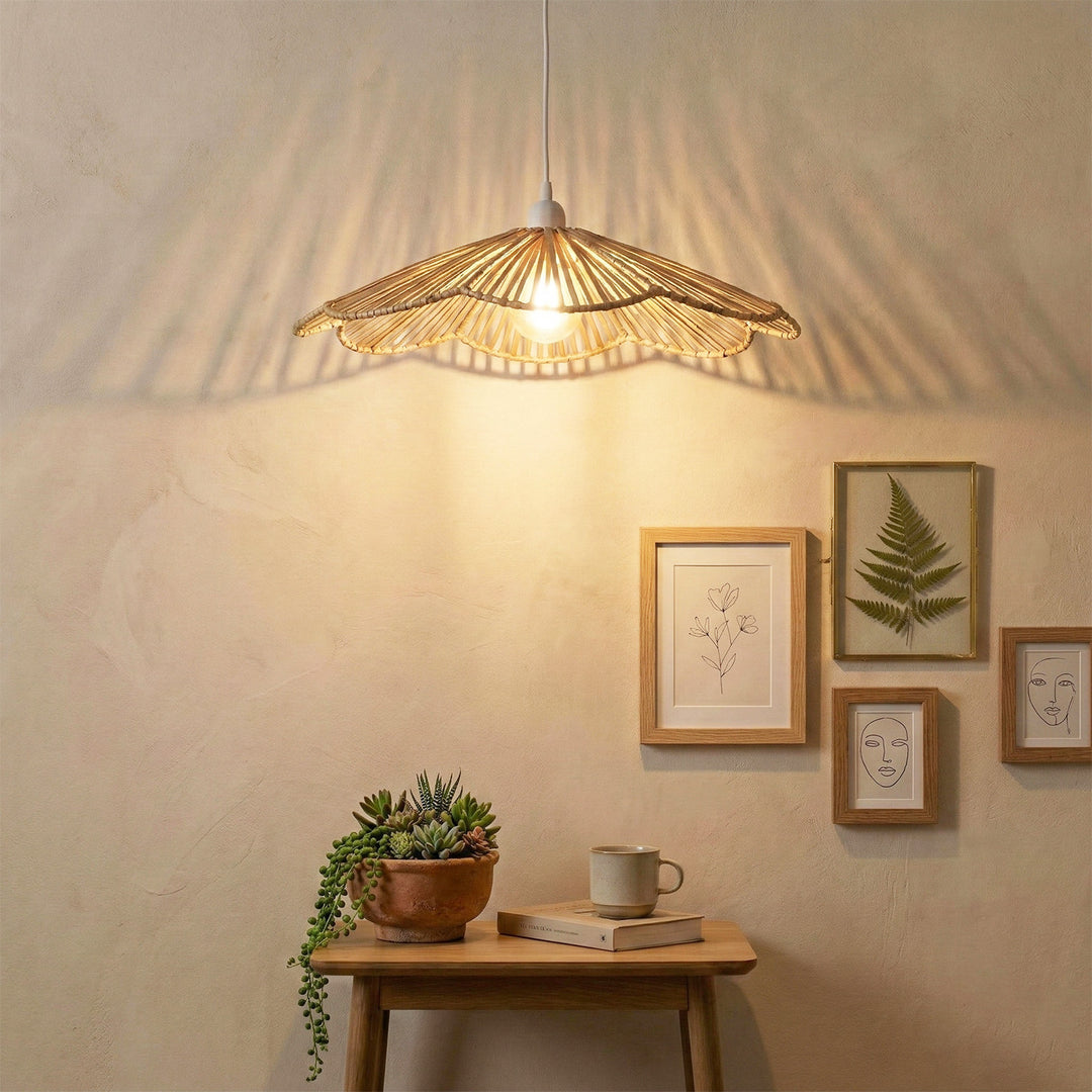 Petal Handwoven Banana Fiber Hanging Lampshade For Home Decor | Medium