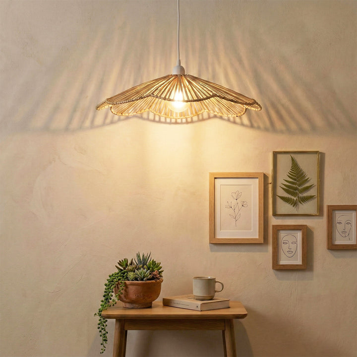 Petal Handwoven Banana Fiber Hanging Lampshade For Home Decor | Medium