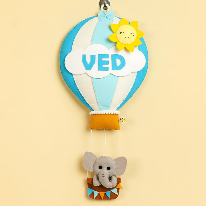 Hand-stitched Hot Air Balloon Felt Kids Nameplate