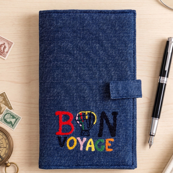 Bon Voyage Denim Passport Holder