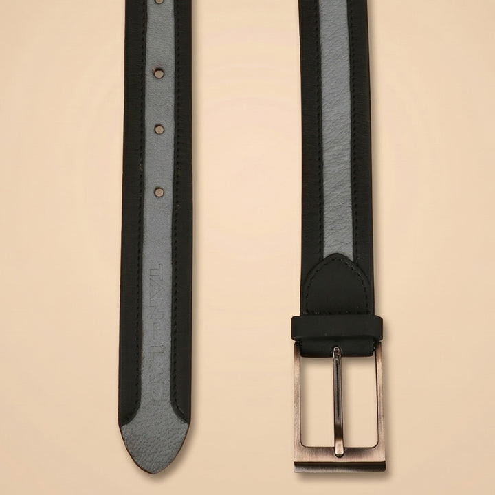 Black & Grey Foldover Leather Belt