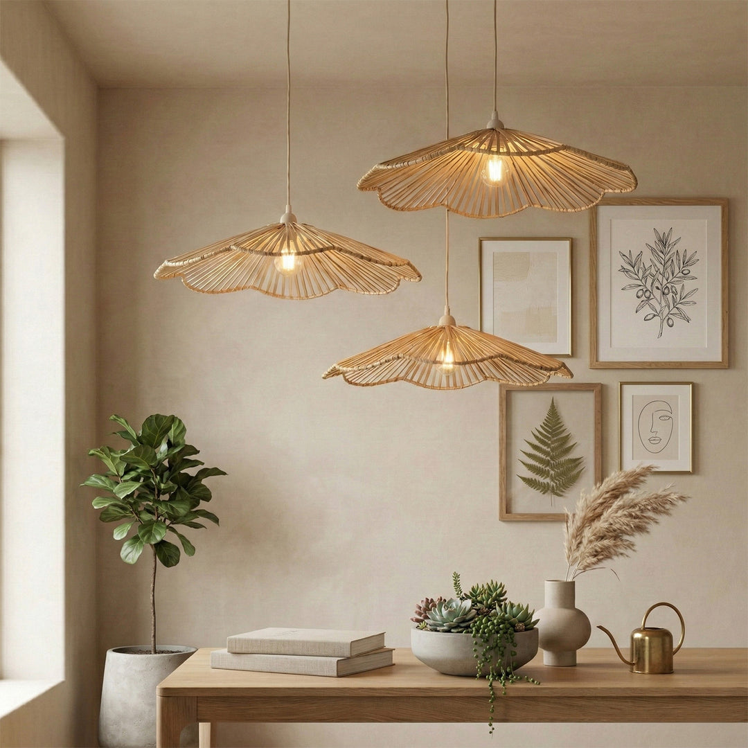 Petal Handwoven Banana Fiber Hanging Lampshade For Home Decor | Medium