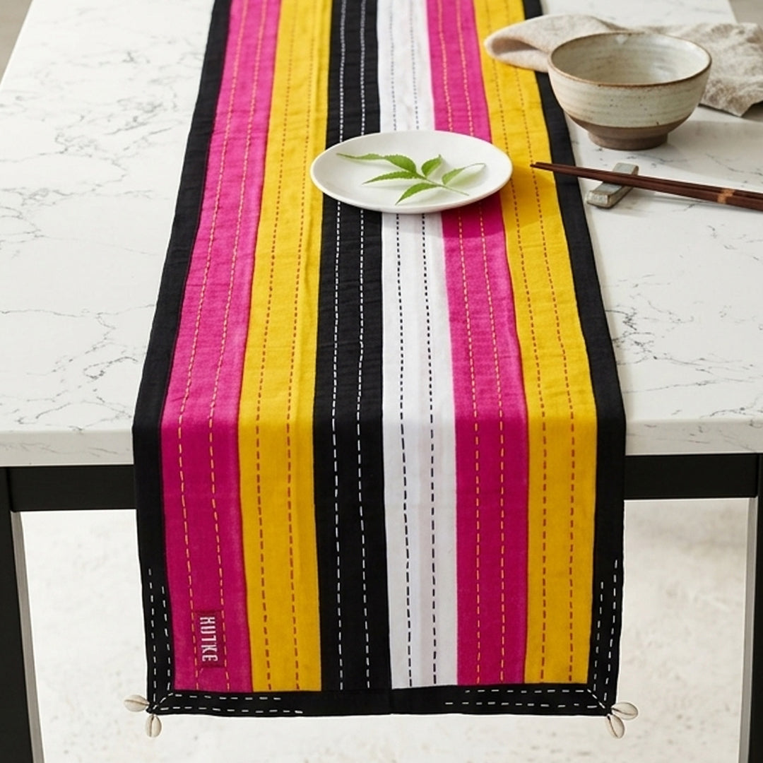 Multicolor Patchwork Kantha Table Runner