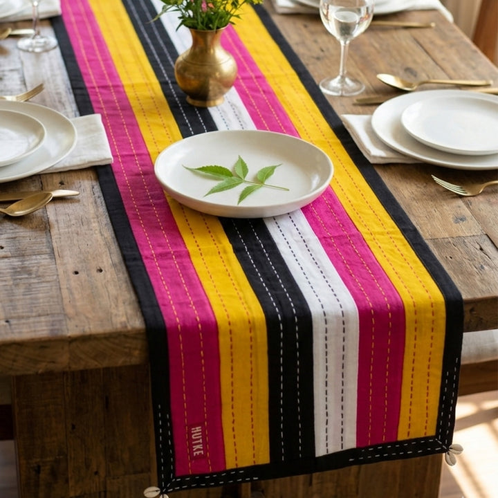 Multicolor Patchwork Kantha Table Runner