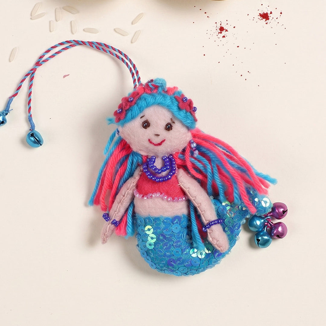 Hand Embroidered Mermaid Charm Felt Lumba With Keychain For Girls