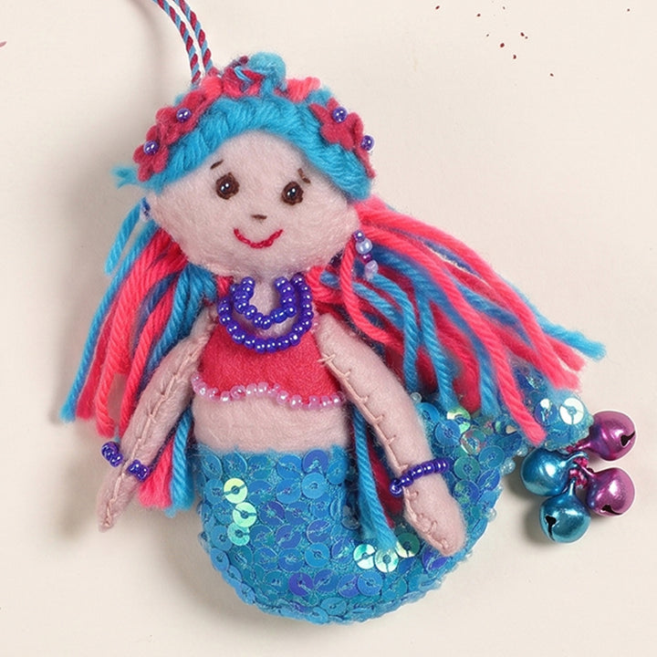 Hand Embroidered Mermaid Charm Felt Lumba With Keychain For Girls