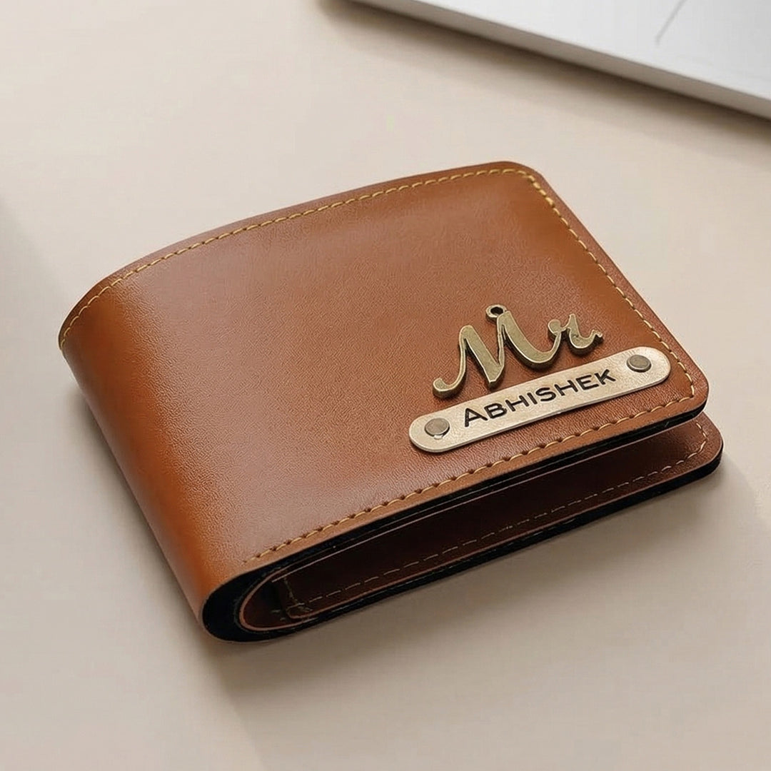 Personalized Faux Leather Men's Wallet With Charm