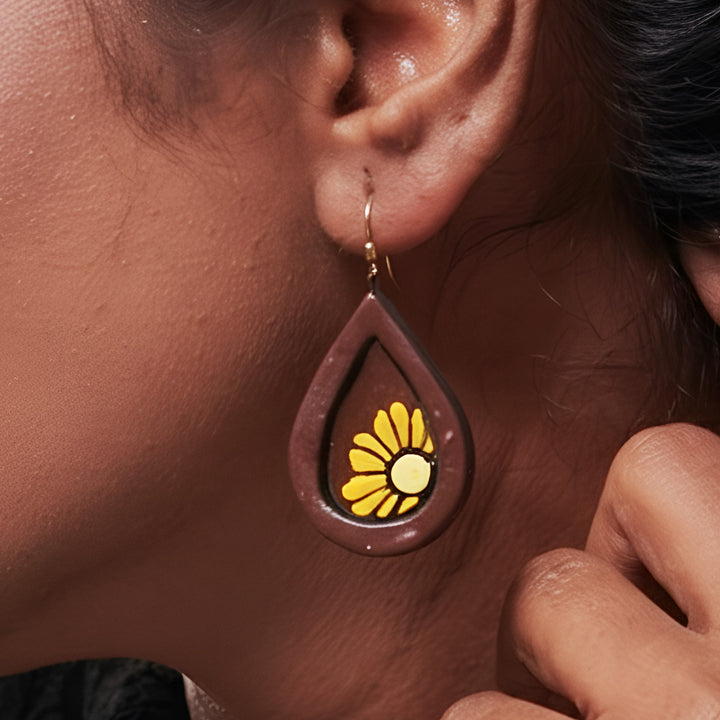 Handmade Floral Charm Terracotta Earrings