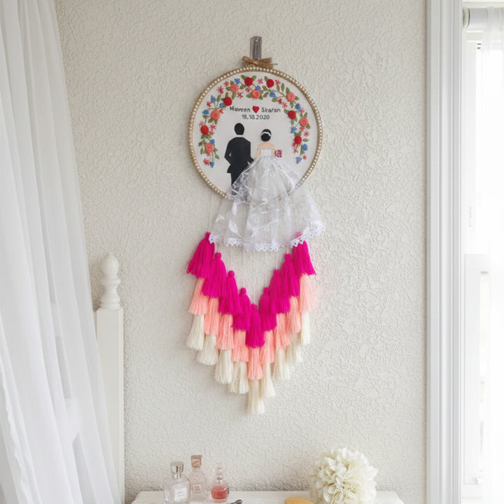 Personalized Embroidered Christian Wedding Plaque With Tassels