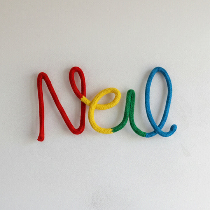 Personalized Multicolor Knitted Wire Kids Name Plate