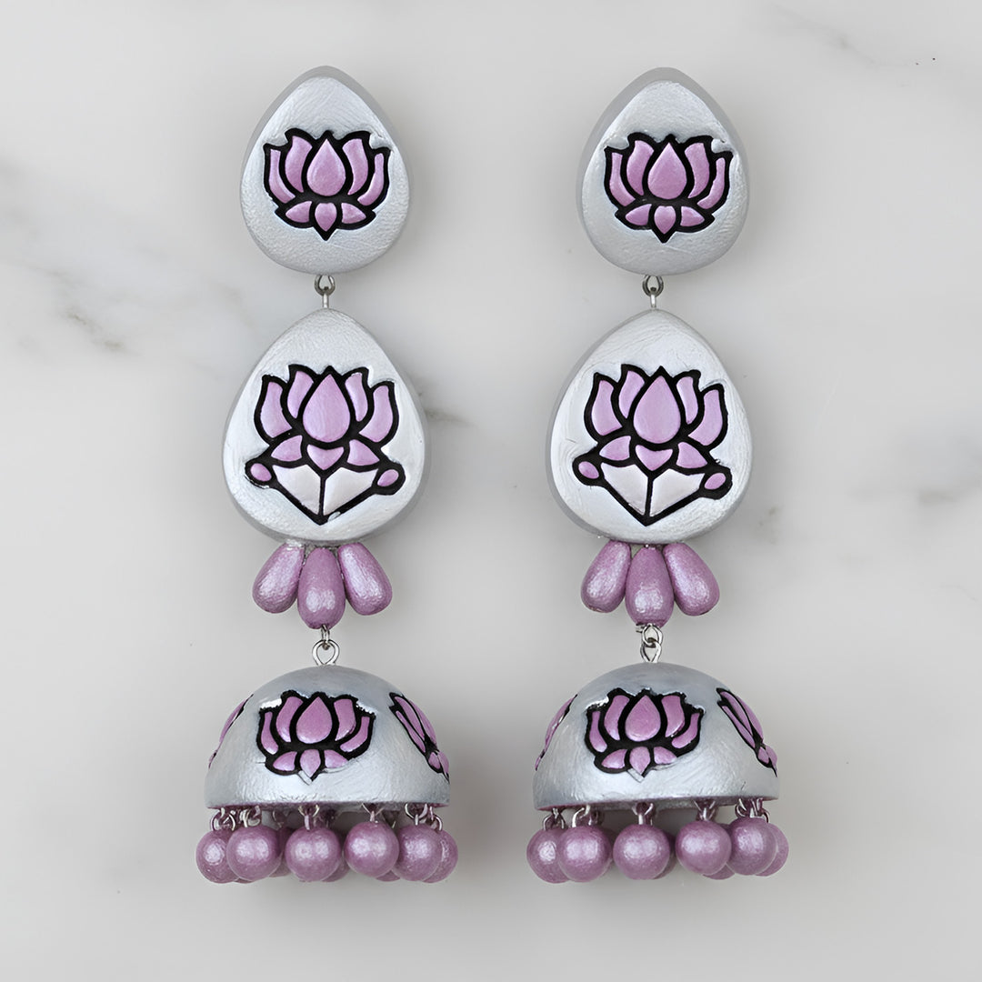 Handmade Lotus Trail Terracotta Earrings