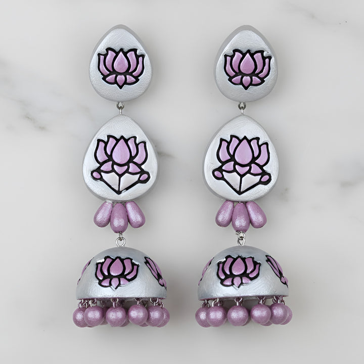 Handmade Lotus Trail Terracotta Earrings