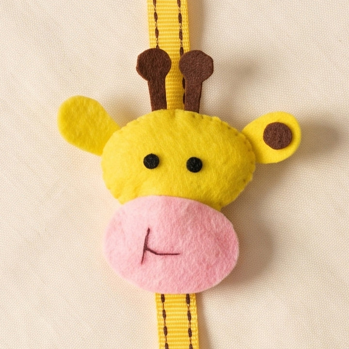 Personalised Handmade Felt Giraffe Rakhi With Matching Nameplate & Roli Chawal For Brother