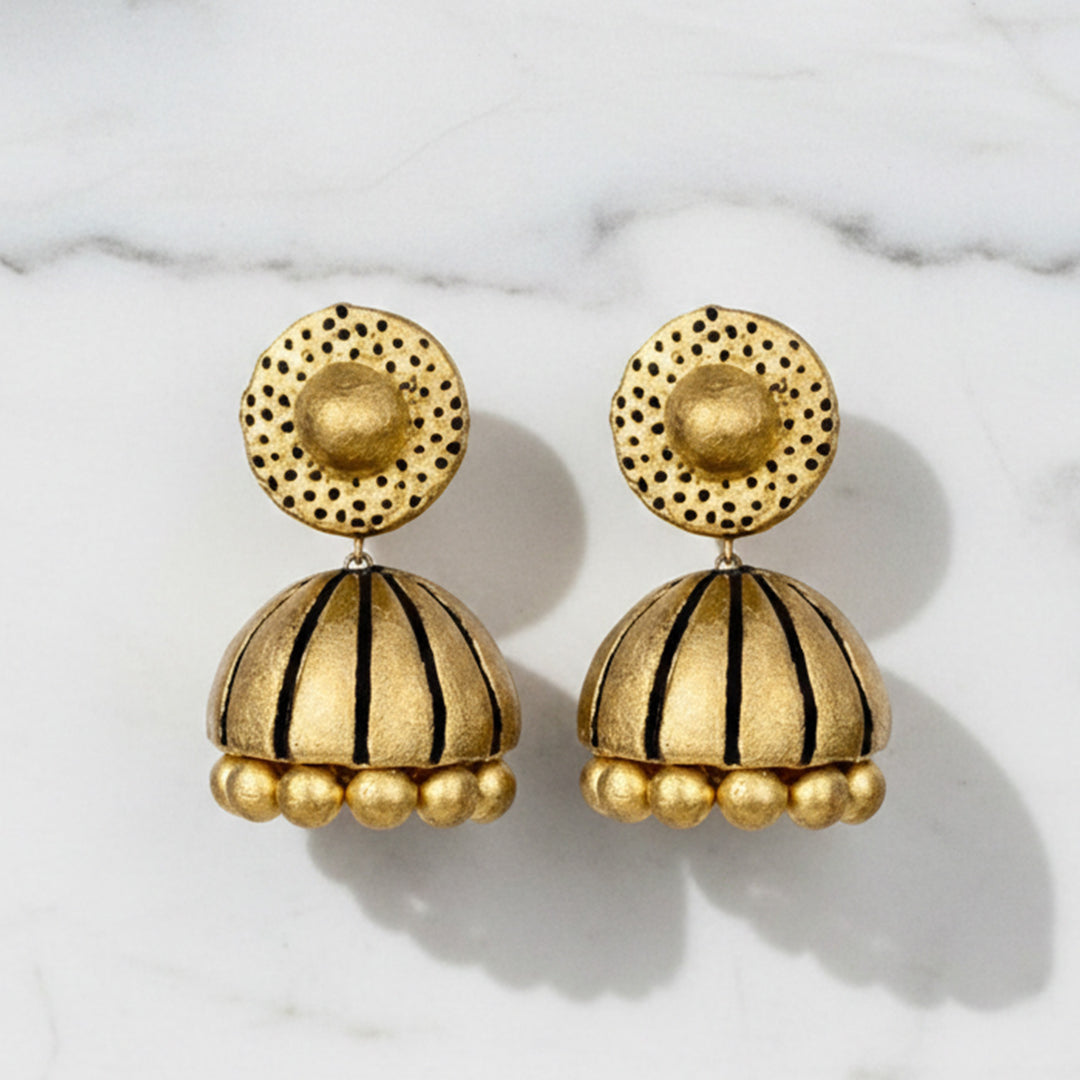 Handmade Golden Dome Terracotta Earrings
