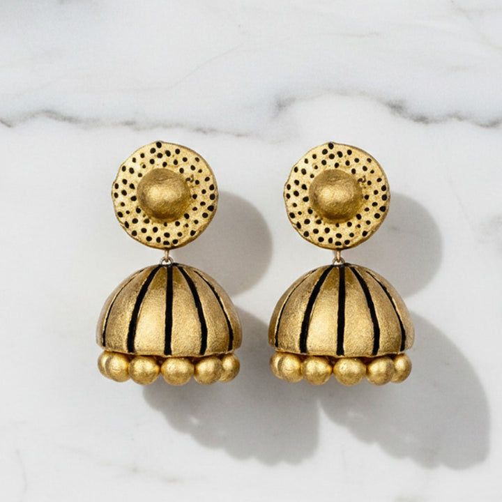Handmade Golden Dome Terracotta Earrings