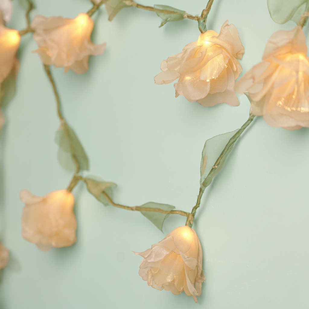 4.5m, 15 Bulbs | Handcrafted Tissue Flower LED Fairy Lights