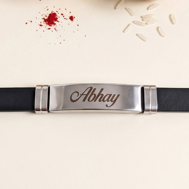 Personalized Adjustable Printed Black Silicone Bracelet Rakhi For Brother