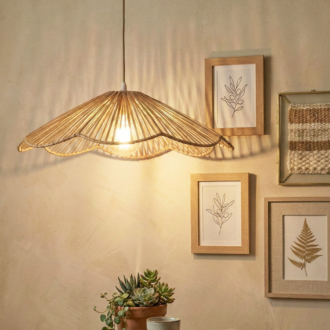 Petal Handwoven Banana Fiber Hanging Lampshade For Home Decor | Medium
