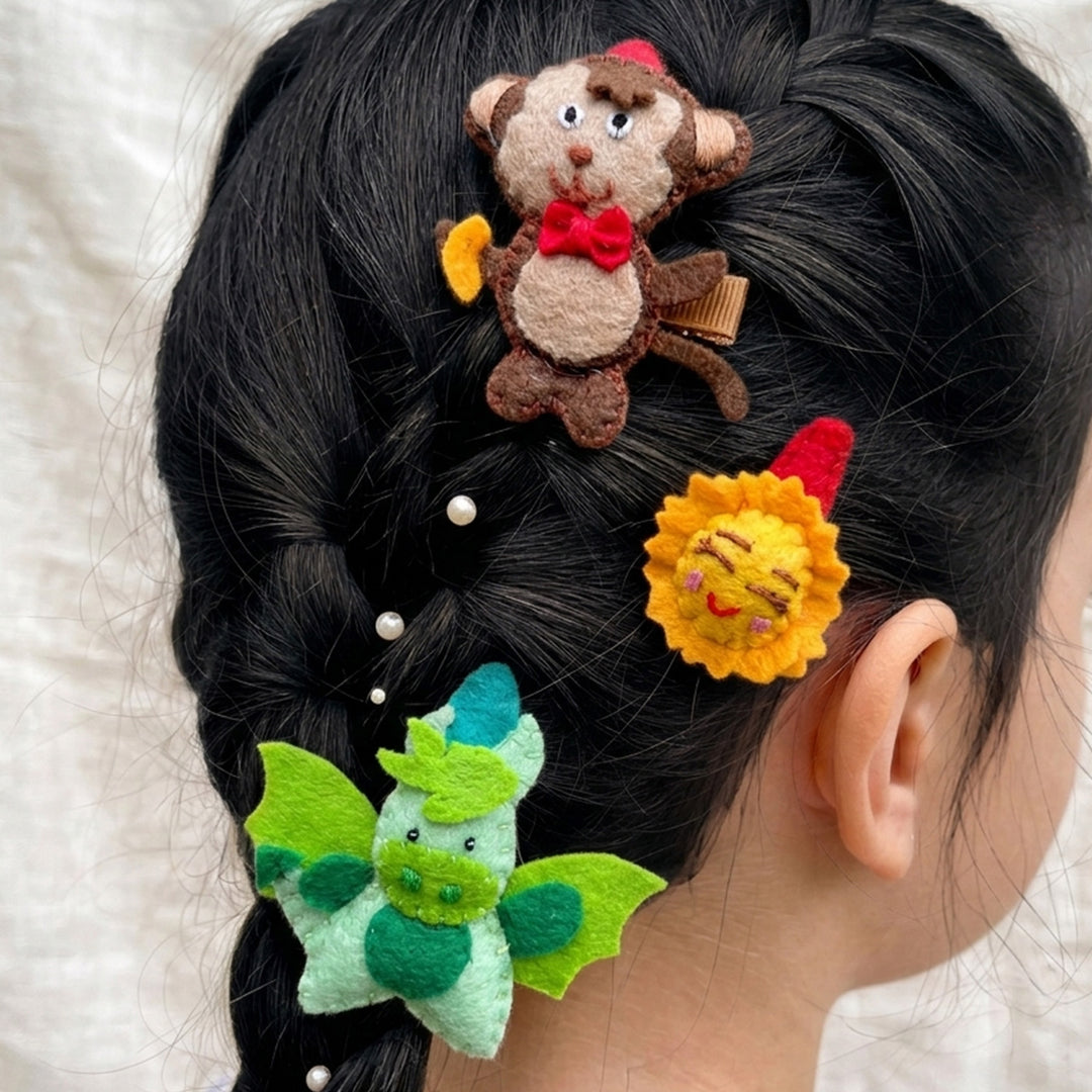 Handmade Dragon, Sun & Monkey Hair Clips | Set of 3