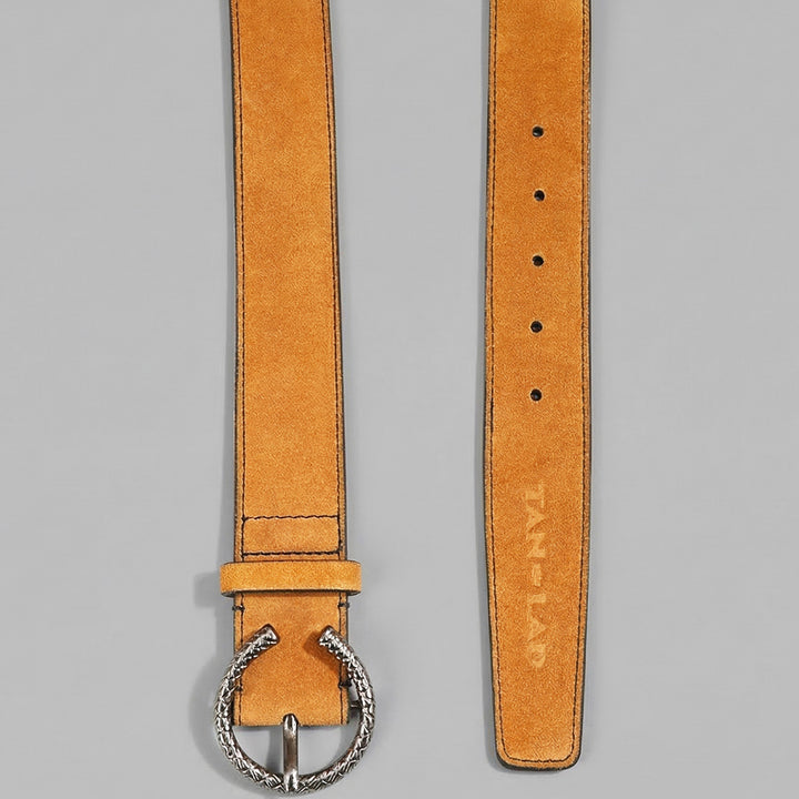 Yellow Medusa Leather Belt For Women