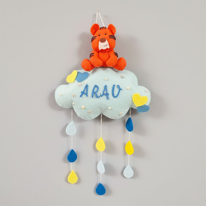 Personalized Handmade Animals & Raindrop Theme Felt Kids Name Plate