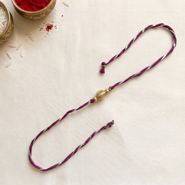 Handmade Dabka Beaded and Silver Thread Rakhi With Roli Chawal For Bhaiya