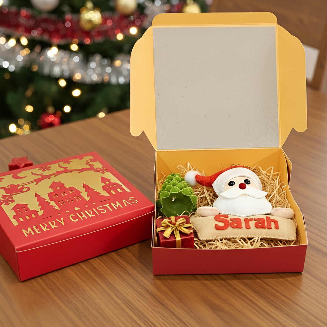 Personalized Christmas Gift Hamper | Includes 1 Ornament, 1 Gift Box Candle, 1 Xmas Tree Candle