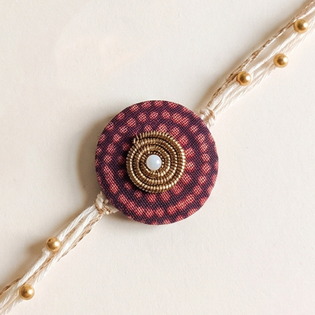 Mudra Ajrakh Block Print Rakhi With Roli Chawal For Brother